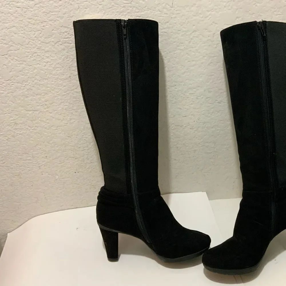 Liz Claiborne LC Singer Knee High Boots Shoes Black Size 6.5 Medium 100-7593
